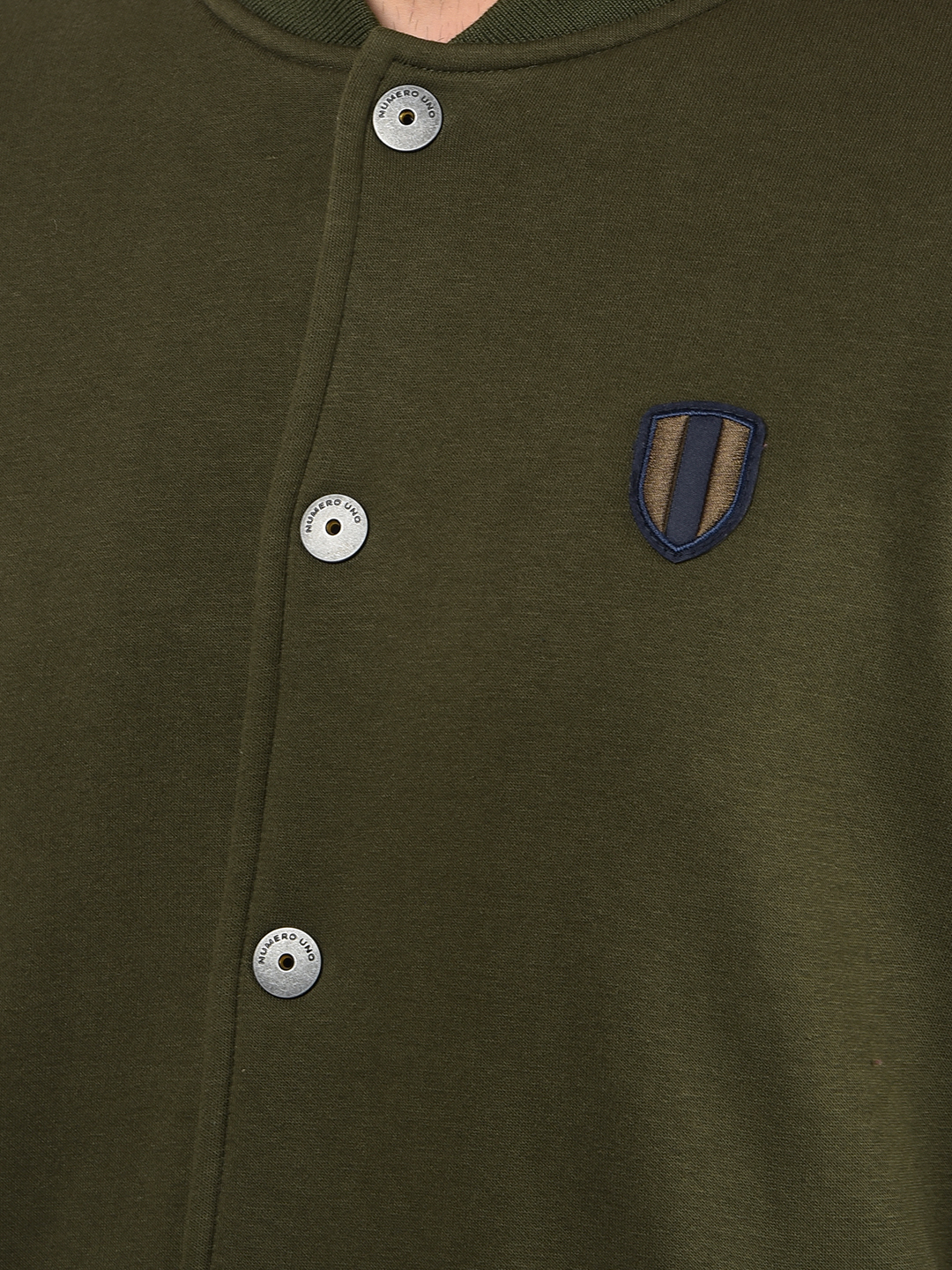 Numero Uno Men Green Mock Neck Regular Fit Sweatshirt